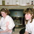 Sis with a cousin, Christmas in Macclesfield and Wetherby, Cheshire  and Yorkshire - 25th December 1985