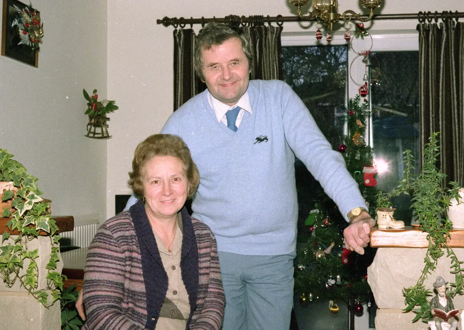 Norman and his wife, from Christmas in Macclesfield and Wetherby, Cheshire  and Yorkshire - 25th December 1985