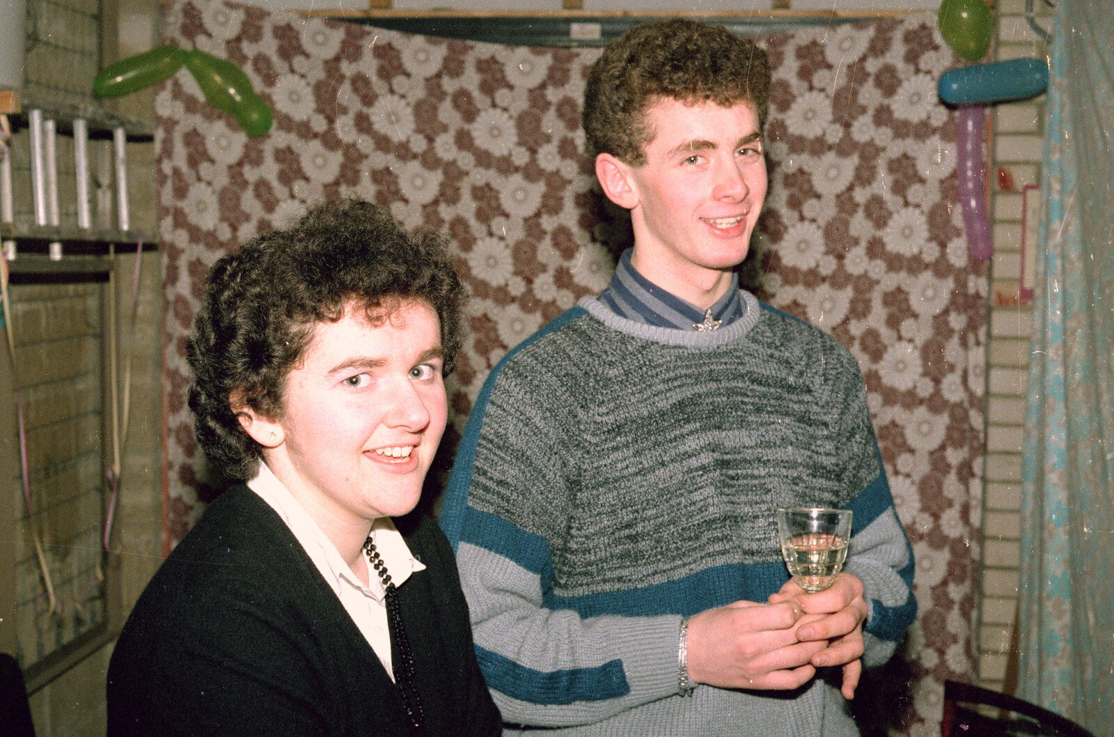 Liz and fellow Brock college dude from New Year's Eve at Anna's, Walkford, Dorset - 31st December 1985