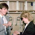 Phil and Anna in the garage, New Year's Eve at Anna's, Walkford, Dorset - 31st December 1985