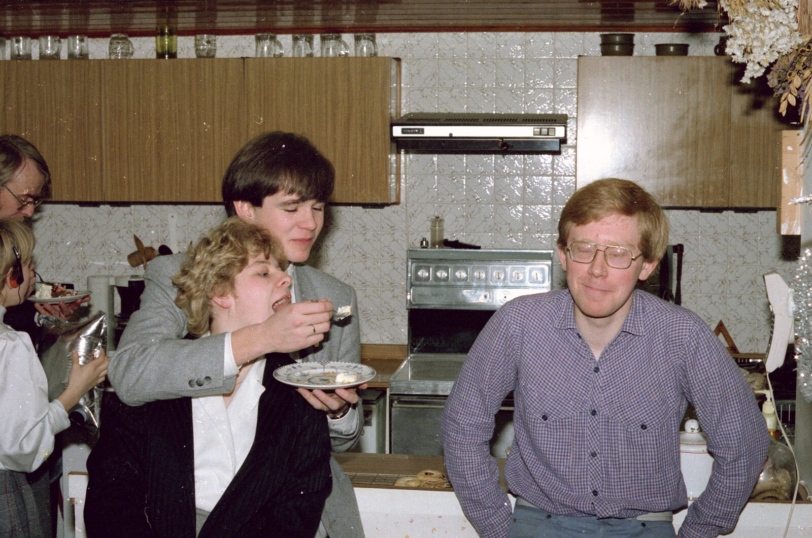 Phil feeds Anna some cake from New Year's Eve at Anna's, Walkford, Dorset - 31st December 1985