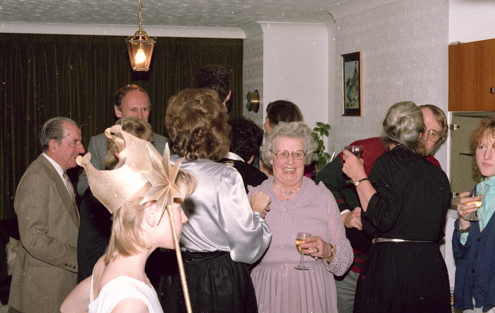 Alice roams around with a star from New Year's Eve at Anna's, Walkford, Dorset - 31st December 1985