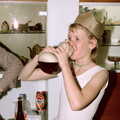 Alice drinks a bit of homebrew, New Year's Eve at Anna's, Walkford, Dorset - 31st December 1985