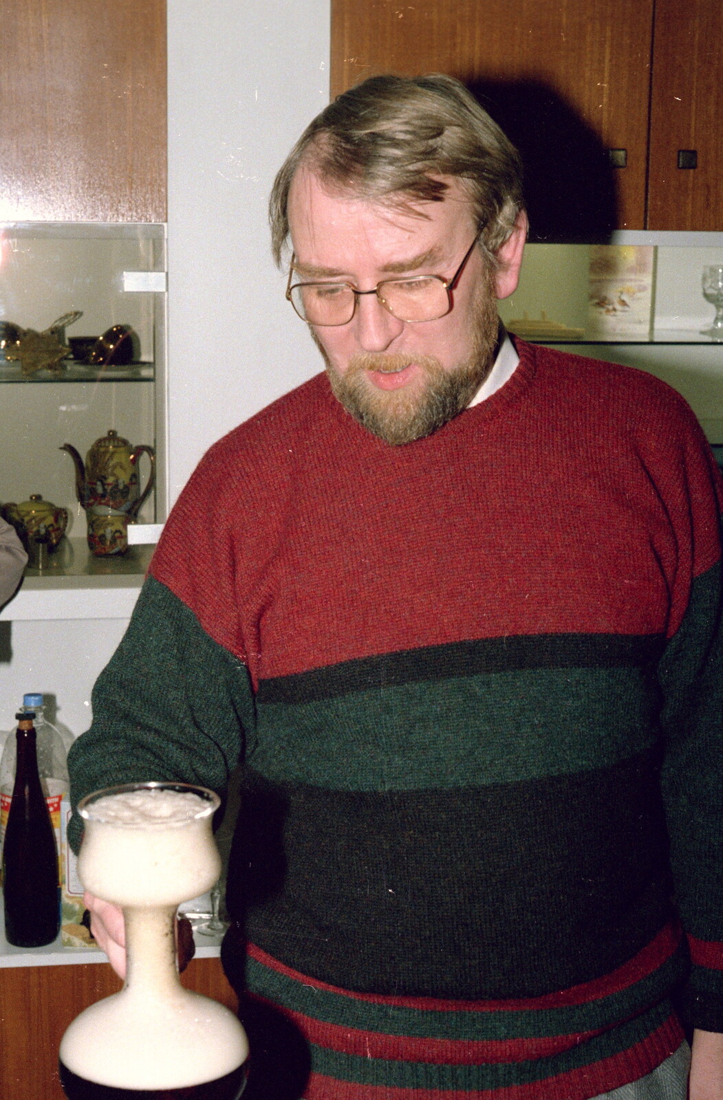 Anna's dad gets the homebrew out from New Year's Eve at Anna's, Walkford, Dorset - 31st December 1985
