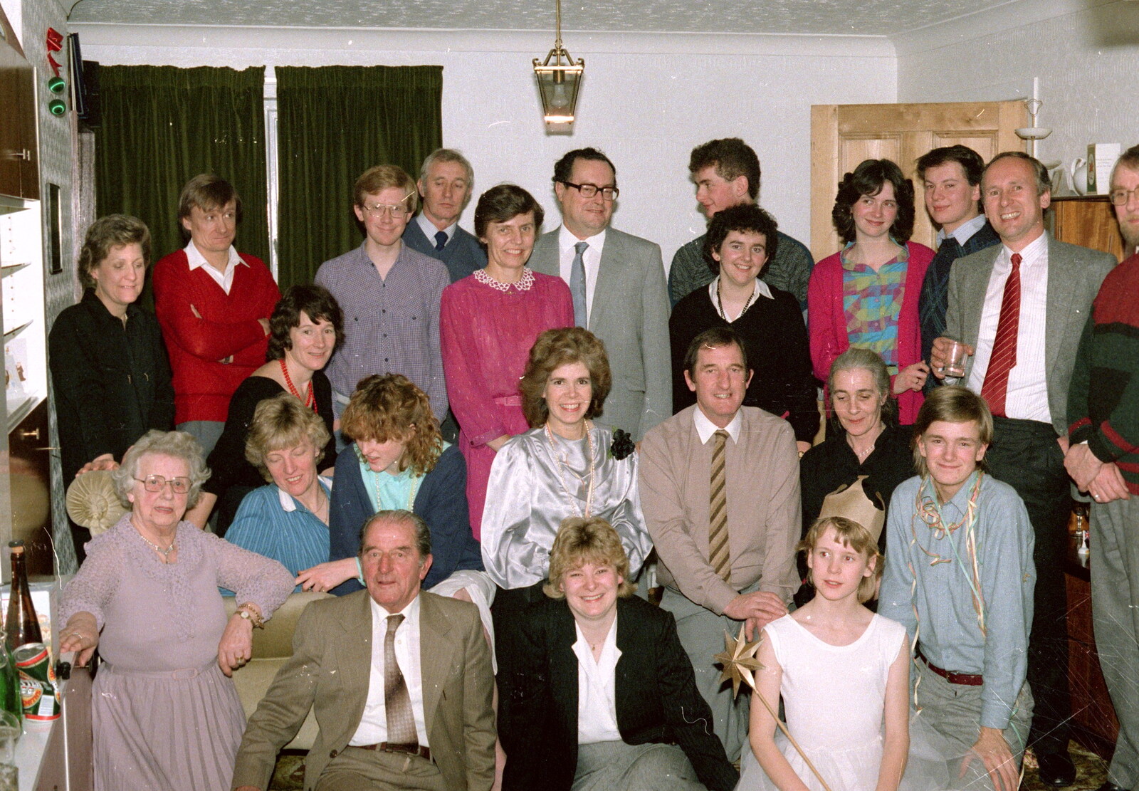 Nosher gets in on the group photo from New Year's Eve at Anna's, Walkford, Dorset - 31st December 1985