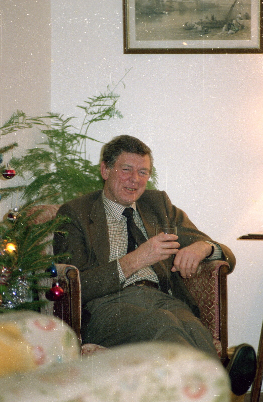 Brian has a drink from New Year's Eve at Anna's, Walkford, Dorset - 31st December 1985