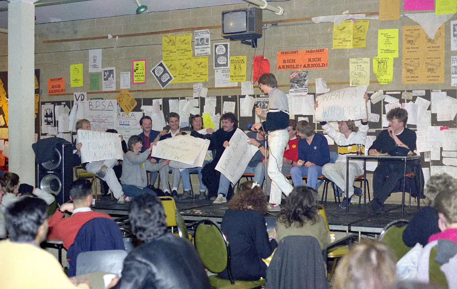 'Mention Fowler again' is waved around, from Uni: PPSU Sabbatical Election Hustings, Plymouth - 28th January 1986