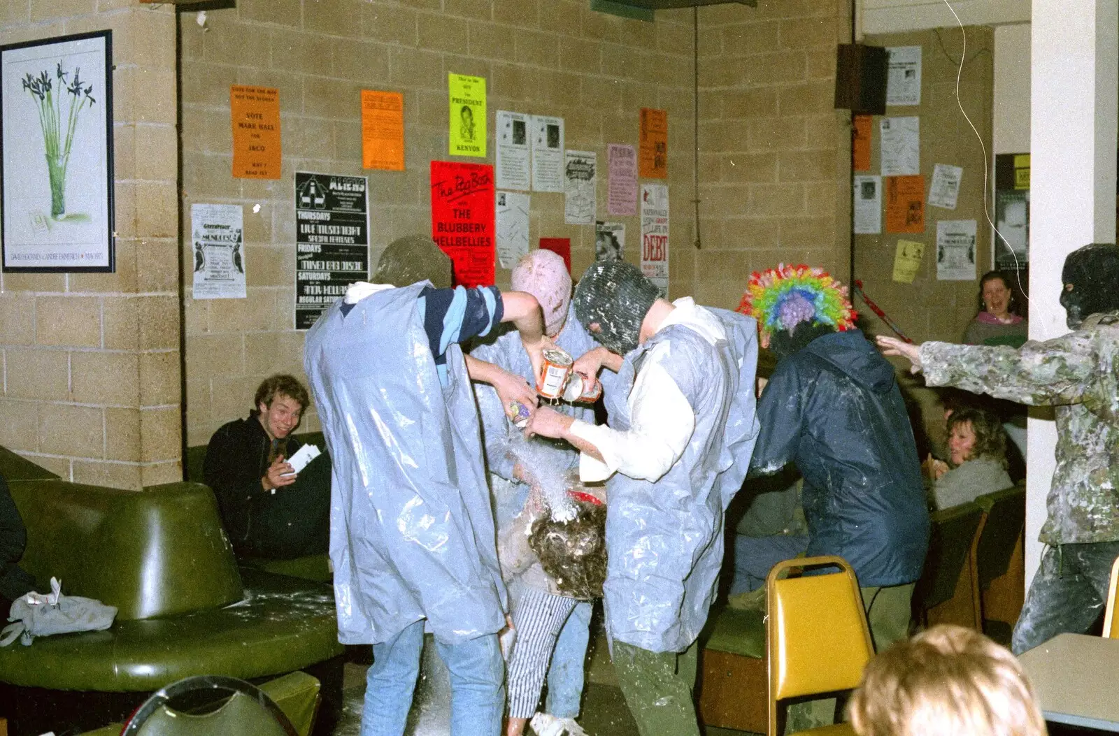 Goo from cans is tipped out, from Uni: The Jazz RAG Hit Squad, Plymouth Polytechnic, Devon - 8th February 1986