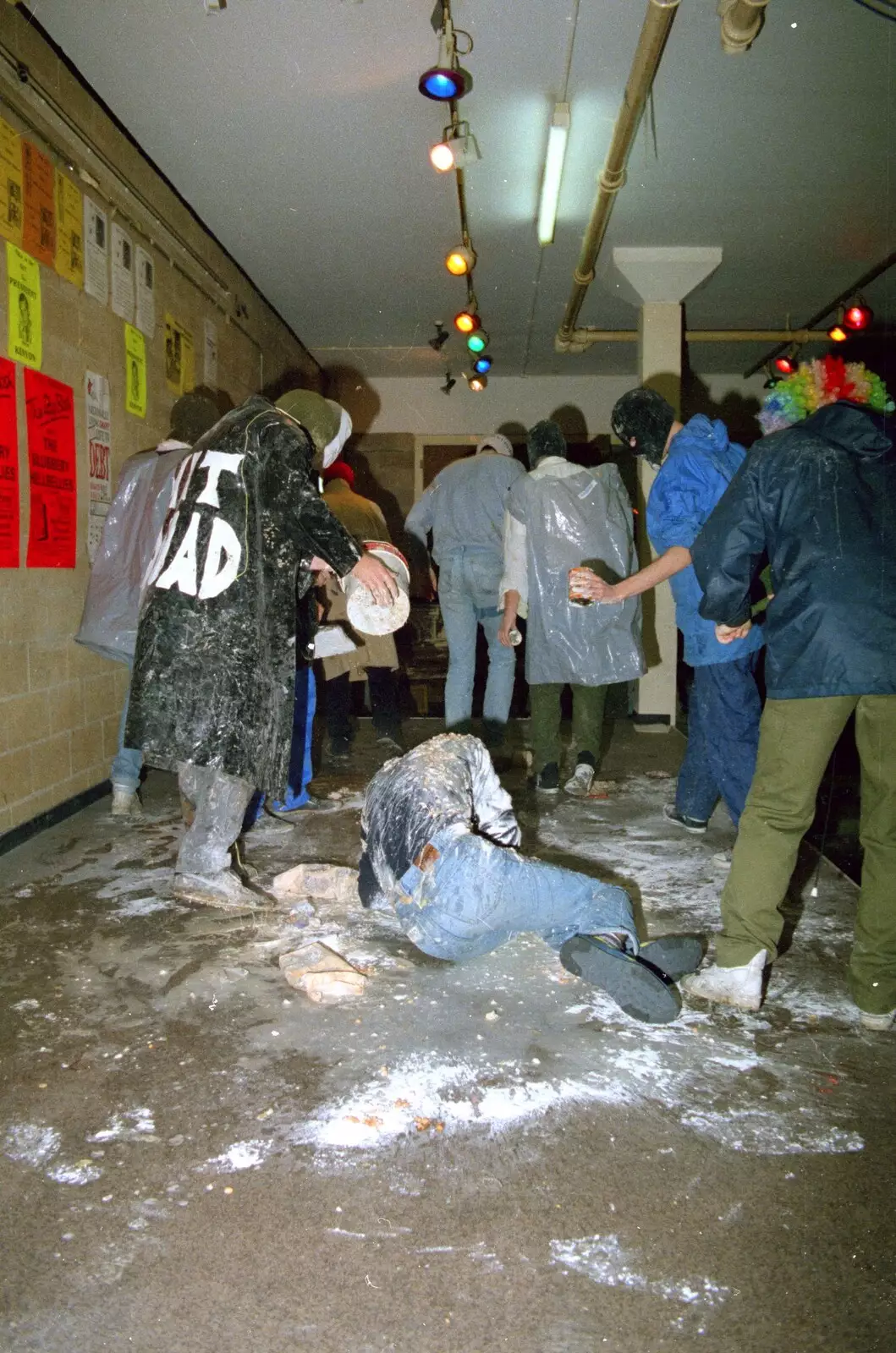 The hit Squad moves off after a flouring on the stage, from Uni: The Jazz RAG Hit Squad, Plymouth Polytechnic, Devon - 8th February 1986