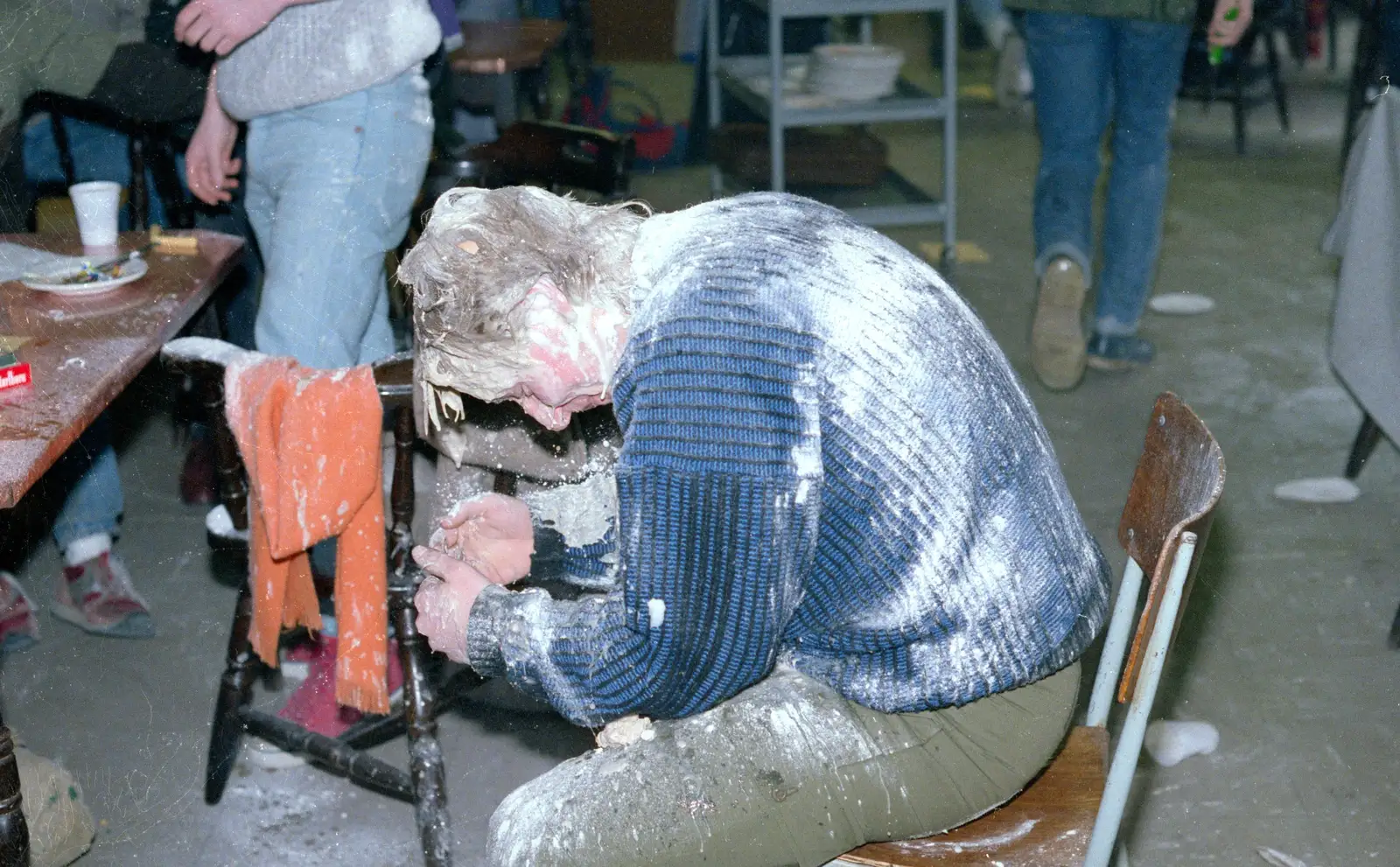 Time to reflect, whilst covered in foam, from Uni: The Jazz RAG Hit Squad, Plymouth Polytechnic, Devon - 8th February 1986