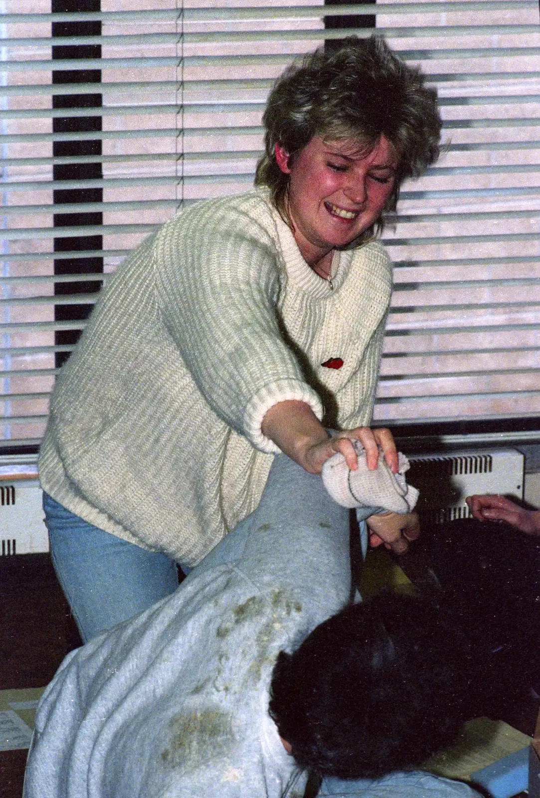 Someone gets attacked with a smelly sock, from Uni: The Jazz RAG Hit Squad, Plymouth Polytechnic, Devon - 8th February 1986