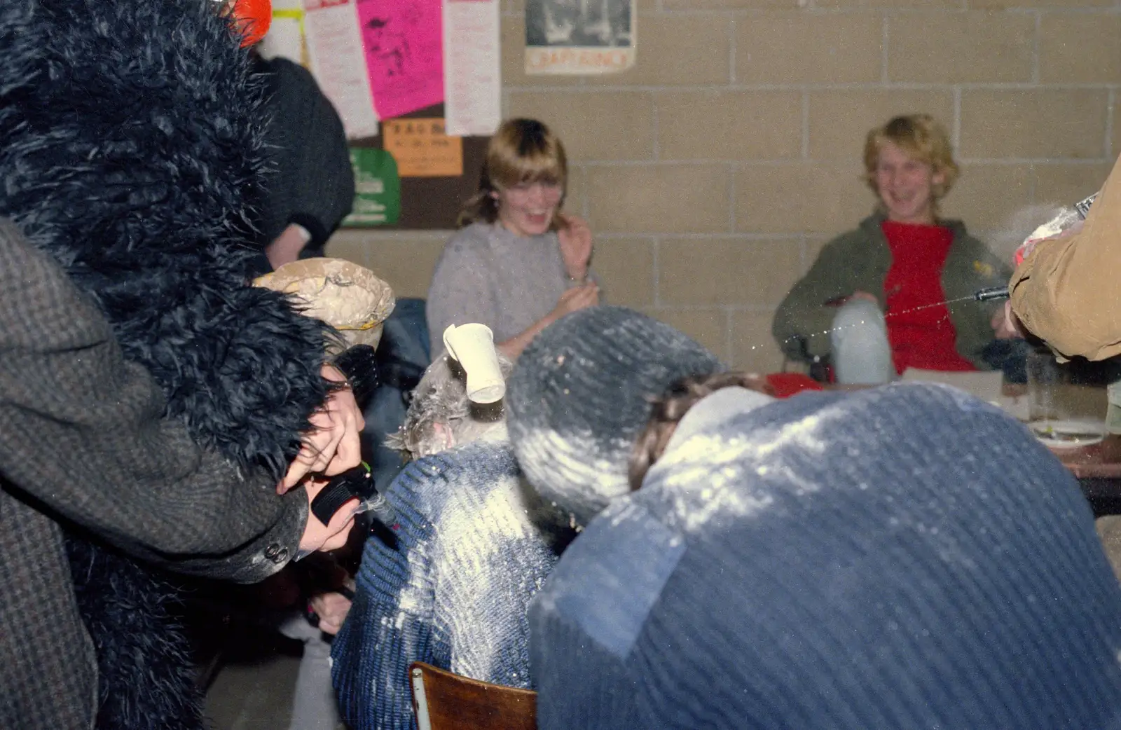 A plastic cup is caught in mid air, from Uni: The Jazz RAG Hit Squad, Plymouth Polytechnic, Devon - 8th February 1986