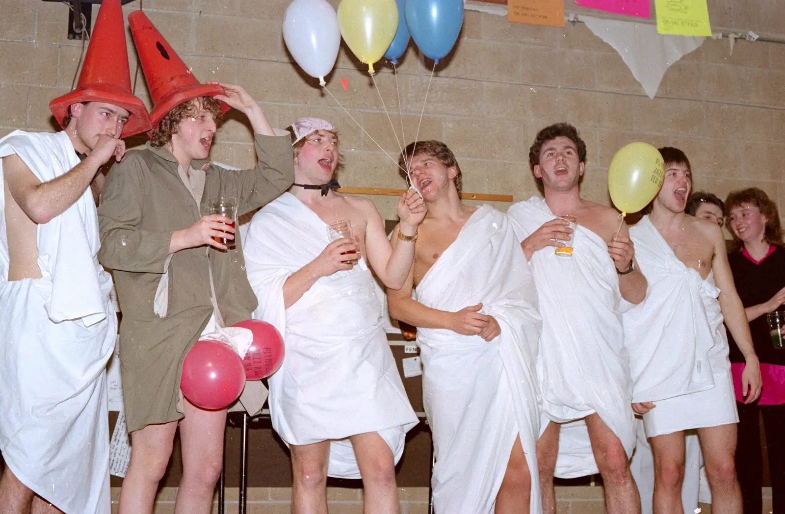 The SU executive are in bedsheets, from Uni: The PPSU "Jazz" RAG Review and Charity Auction, Plymouth, Devon - 10th February 1986