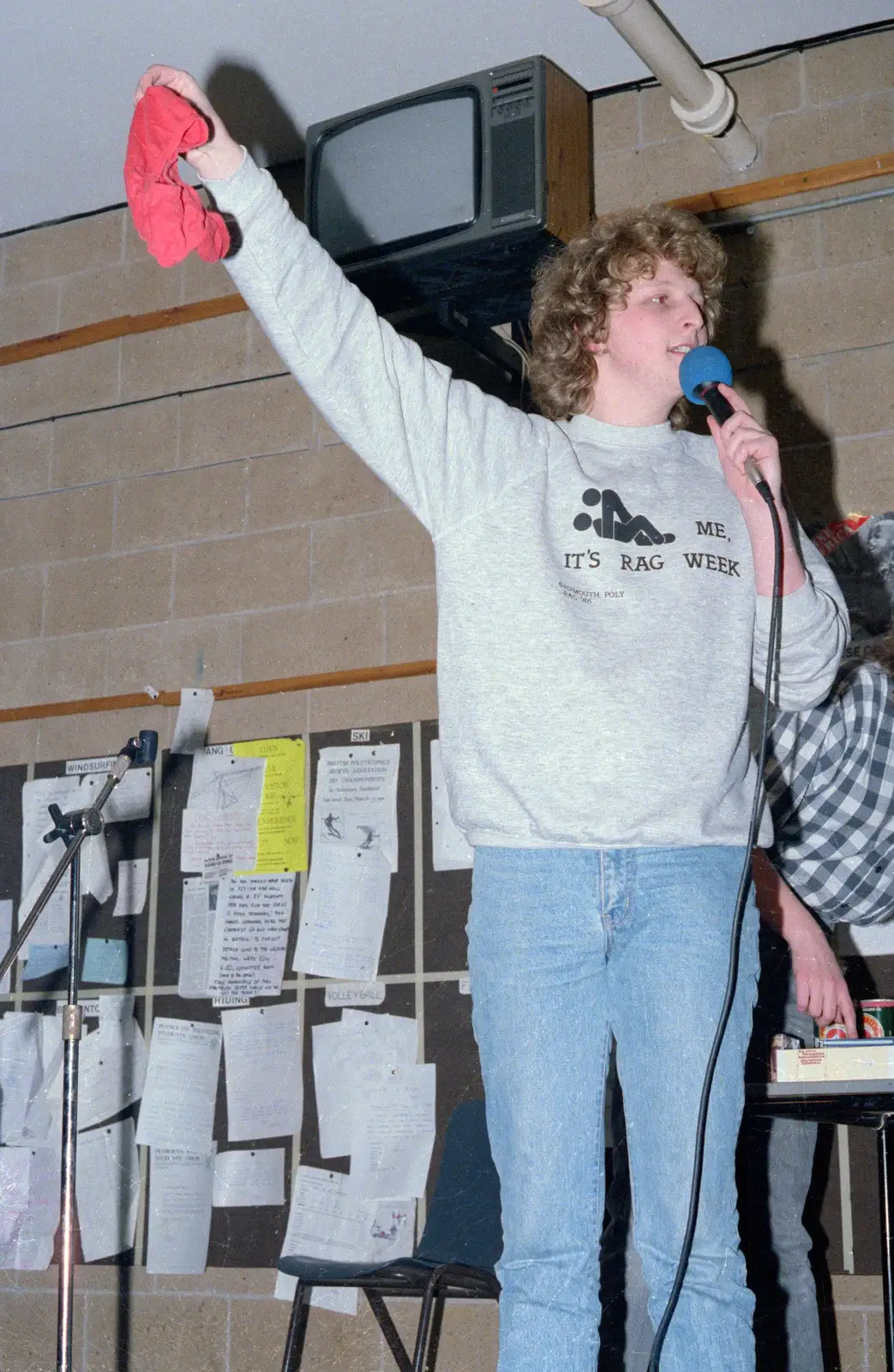 Rich Arnold's got a pair of pink knickers, from Uni: The PPSU "Jazz" RAG Review and Charity Auction, Plymouth, Devon - 10th February 1986