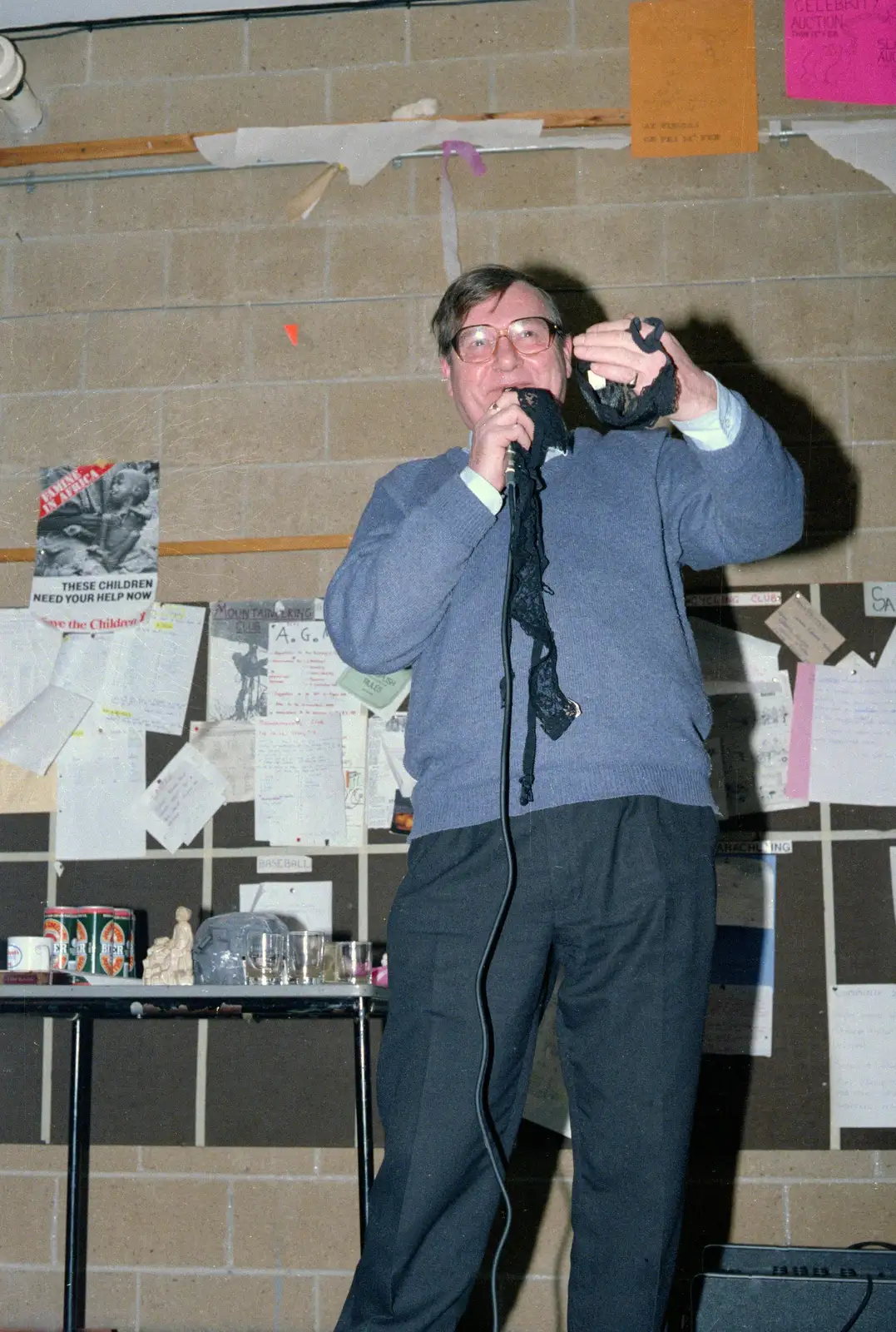 Roy's got some lingerie, from Uni: The PPSU "Jazz" RAG Review and Charity Auction, Plymouth, Devon - 10th February 1986
