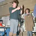 Alison Fleming holds up some clothing, Uni: The PPSU "Jazz" RAG Review and Charity Auction, Plymouth, Devon - 10th February 1986