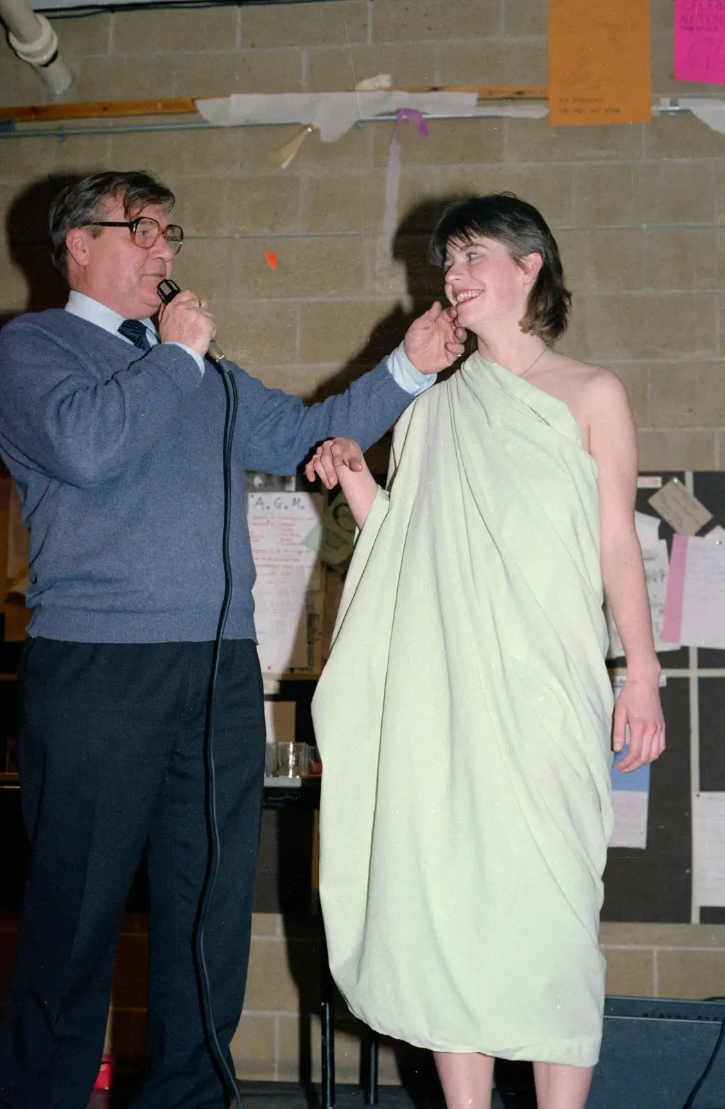 Karen gets a face stroke, from Uni: The PPSU "Jazz" RAG Review and Charity Auction, Plymouth, Devon - 10th February 1986