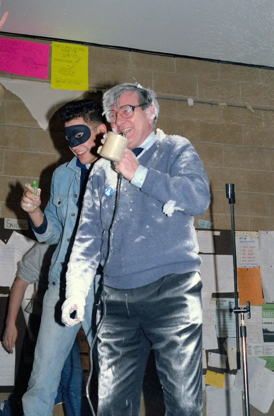 Roy's covered in flour, from Uni: The PPSU "Jazz" RAG Review and Charity Auction, Plymouth, Devon - 10th February 1986