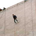An abseiler walks down the walls of the theatre, Uni: RAG Week Abseil, Hitch Hike, and Beaumont Street Life Plymouth, Devon - 13th February 1986