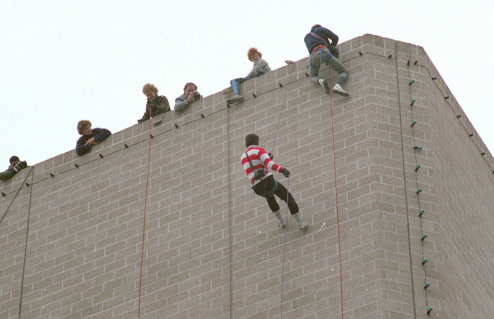 Abseiling action from Uni: RAG Week Abseil, Hitch Hike, and Beaumont Street Life Plymouth, Devon - 13th February 1986