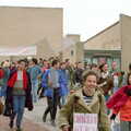 A pile of students head out from the SU, Uni: RAG Week Abseil, Hitch Hike, and Beaumont Street Life Plymouth, Devon - 13th February 1986