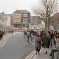 Hitch hikers head down Portland Place, Uni: RAG Week Abseil, Hitch Hike, and Beaumont Street Life Plymouth, Devon - 13th February 1986