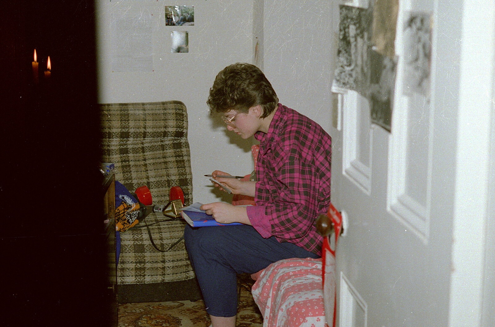 Barbara writes some cards from Uni: RAG Week Abseil, Hitch Hike, and Beaumont Street Life Plymouth, Devon - 13th February 1986