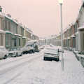 Beaumont Street, Milehouse, in the snow, Uni: RAG Week Abseil, Hitch Hike, and Beaumont Street Life Plymouth, Devon - 13th February 1986