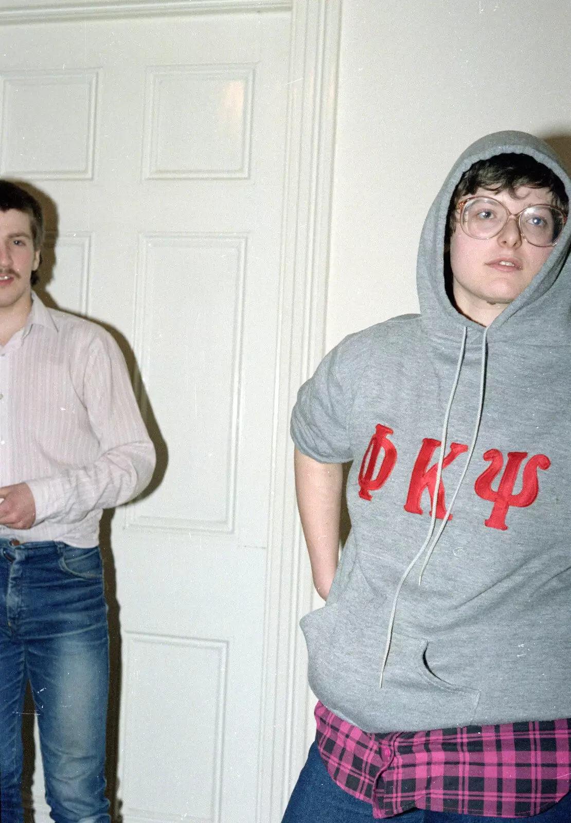 Barbara in her Phi Kappa Psi frat hoodie, from Uni: RAG Week Abseil, Hitch Hike, and Beaumont Street Life Plymouth, Devon - 13th February 1986