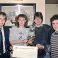 Halls Oxford and West presents a £150 cheque, Uni: RAG Week Abseil, Hitch Hike, and Beaumont Street Life Plymouth, Devon - 13th February 1986
