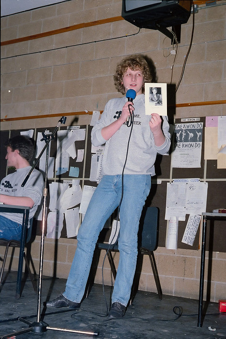 A signed photo of Margaret Thatcher is auctioned  from Uni: Jazz RAG Hit Squad in Action, Plymouth - 14th February 1986