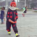 A clown, near Guildhall Square, Uni: PPSU "Jazz" RAG Street Parade, Plymouth, Devon - 17th February 1986
