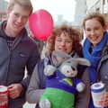 Gus and a couple of fundraisers, Uni: PPSU "Jazz" RAG Street Parade, Plymouth, Devon - 17th February 1986