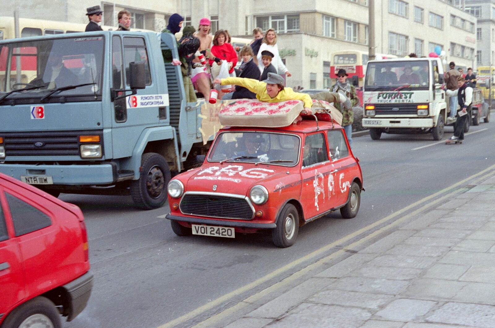 Another mini, with RAG written in shaving foam from Uni: PPSU "Jazz" RAG Street Parade, Plymouth, Devon - 17th February 1986