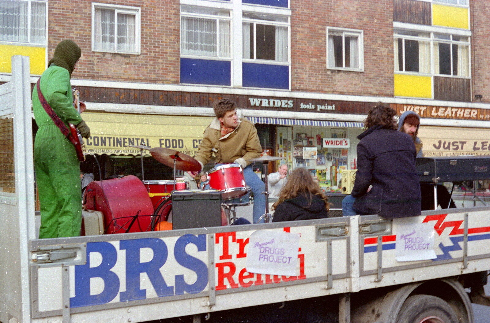 A mobile band on Cornwall Street from Uni: PPSU "Jazz" RAG Street Parade, Plymouth, Devon - 17th February 1986