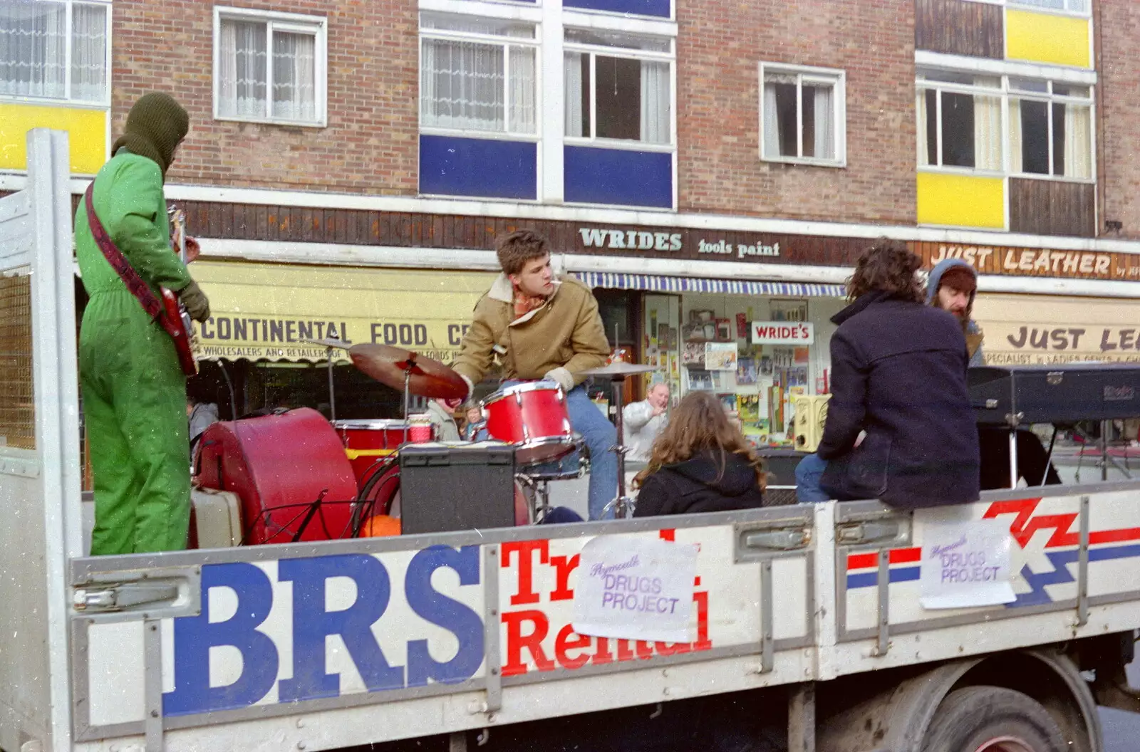 A mobile band on Cornwall Street, from Uni: PPSU "Jazz" RAG Street Parade, Plymouth, Devon - 17th February 1986