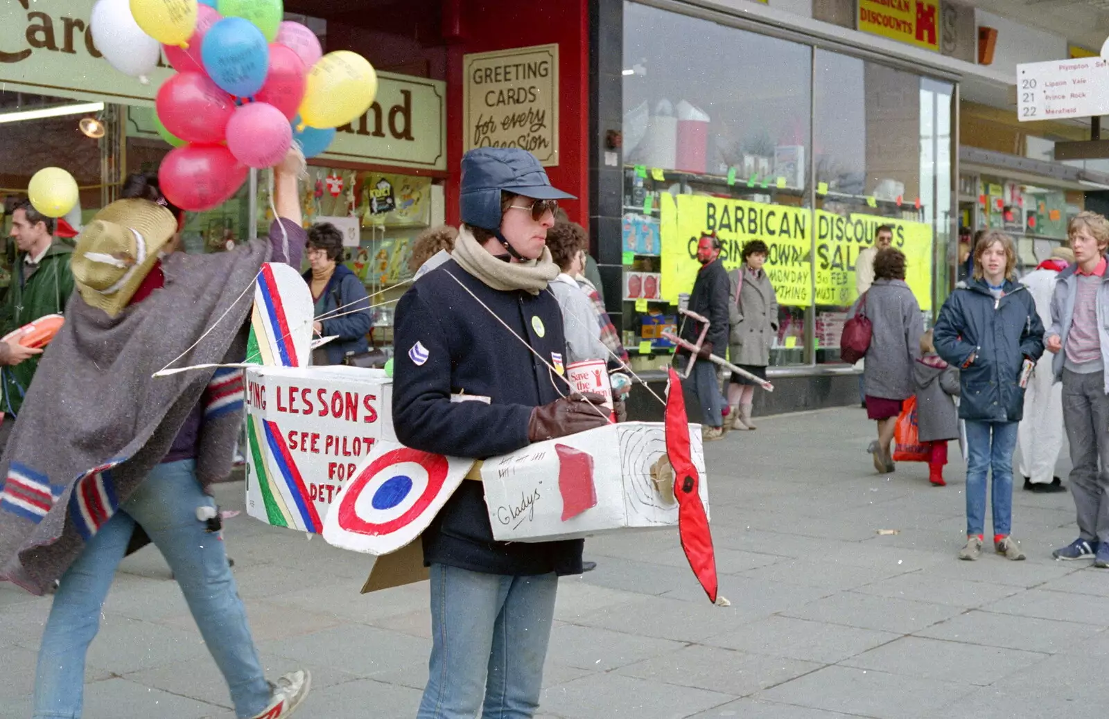 A plane on Armada Way, from Uni: PPSU "Jazz" RAG Street Parade, Plymouth, Devon - 17th February 1986