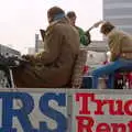 A Fender Rhodes stage piano near the Money Centre, Uni: PPSU "Jazz" RAG Street Parade, Plymouth, Devon - 17th February 1986