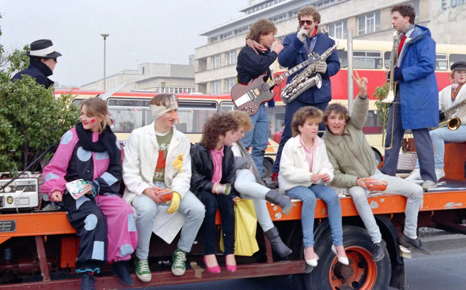 Another float outside Dingles, from Uni: PPSU "Jazz" RAG Street Parade, Plymouth, Devon - 17th February 1986