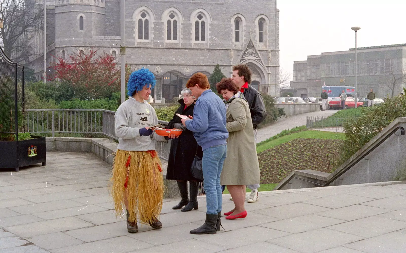 Collecting near the Guildhall, from Uni: PPSU "Jazz" RAG Street Parade, Plymouth, Devon - 17th February 1986