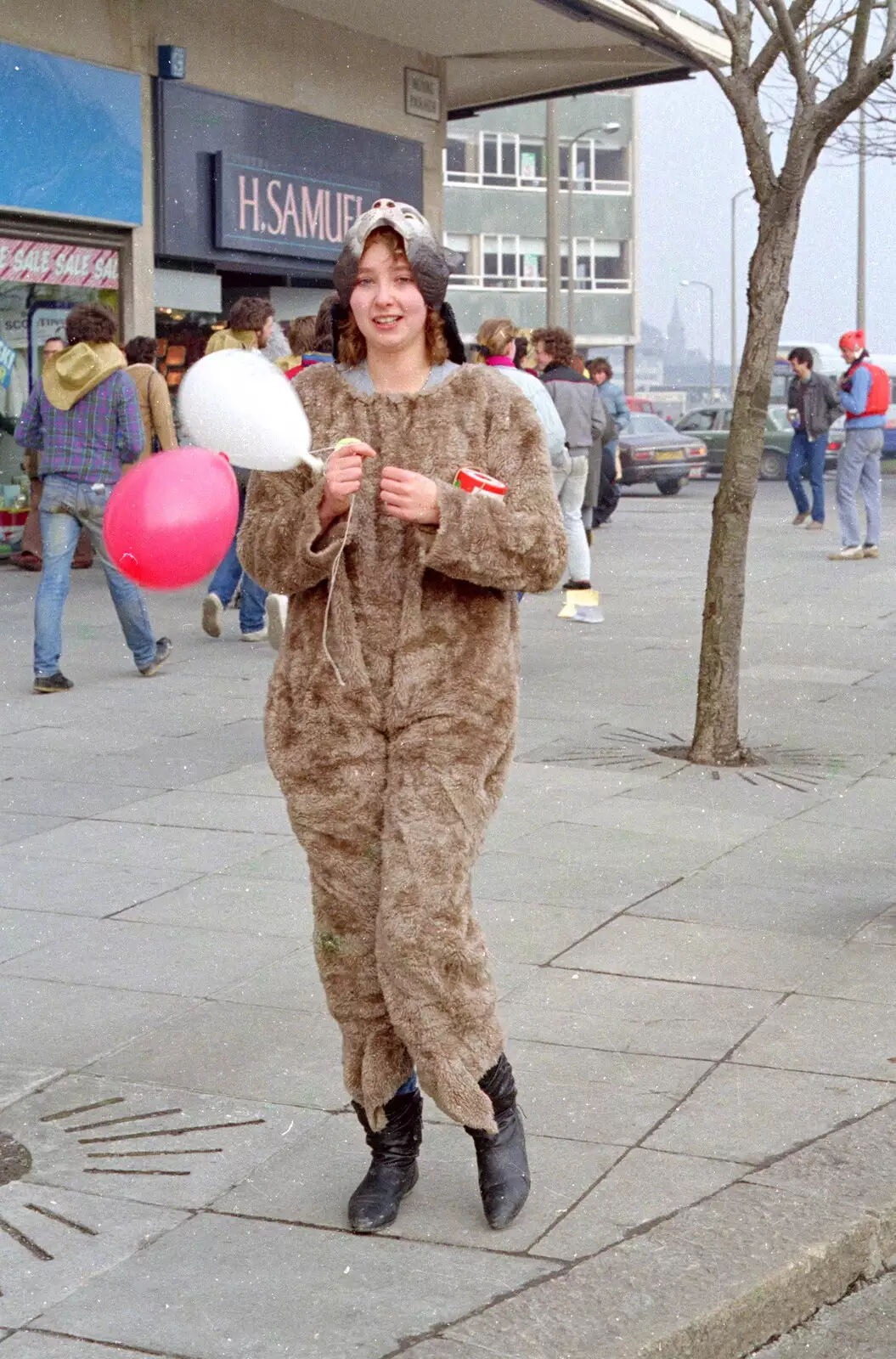 Cat Woman on Old Town Street, from Uni: PPSU "Jazz" RAG Street Parade, Plymouth, Devon - 17th February 1986