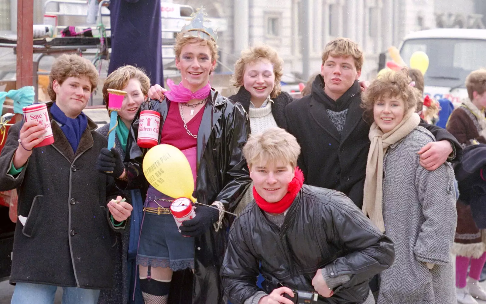 BABS students on North Hill, from Uni: PPSU "Jazz" RAG Street Parade, Plymouth, Devon - 17th February 1986