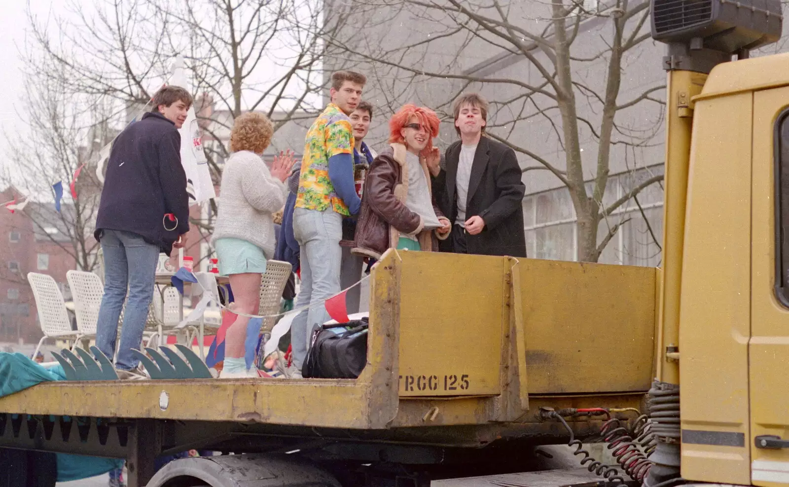 A float near the main hall, from Uni: PPSU "Jazz" RAG Street Parade, Plymouth, Devon - 17th February 1986