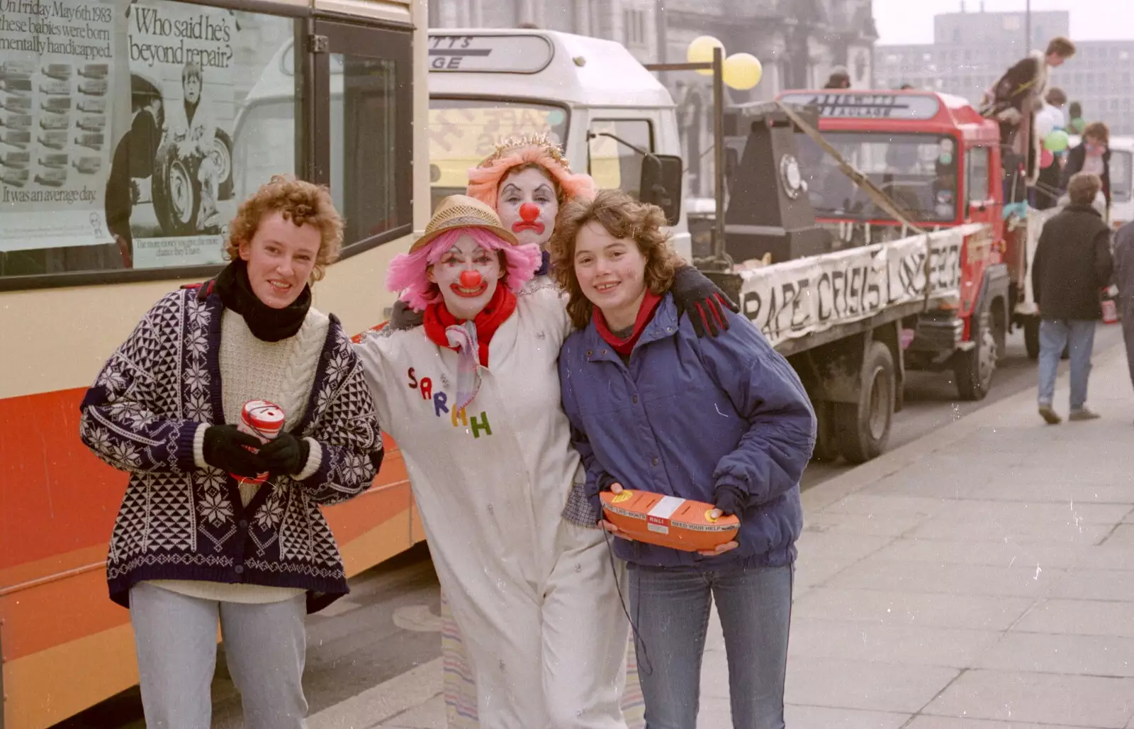 A clown called Sarah, from Uni: PPSU "Jazz" RAG Street Parade, Plymouth, Devon - 17th February 1986