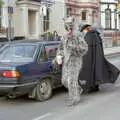 A highwayman holds up a car on North Hill, Uni: PPSU "Jazz" RAG Street Parade, Plymouth, Devon - 17th February 1986