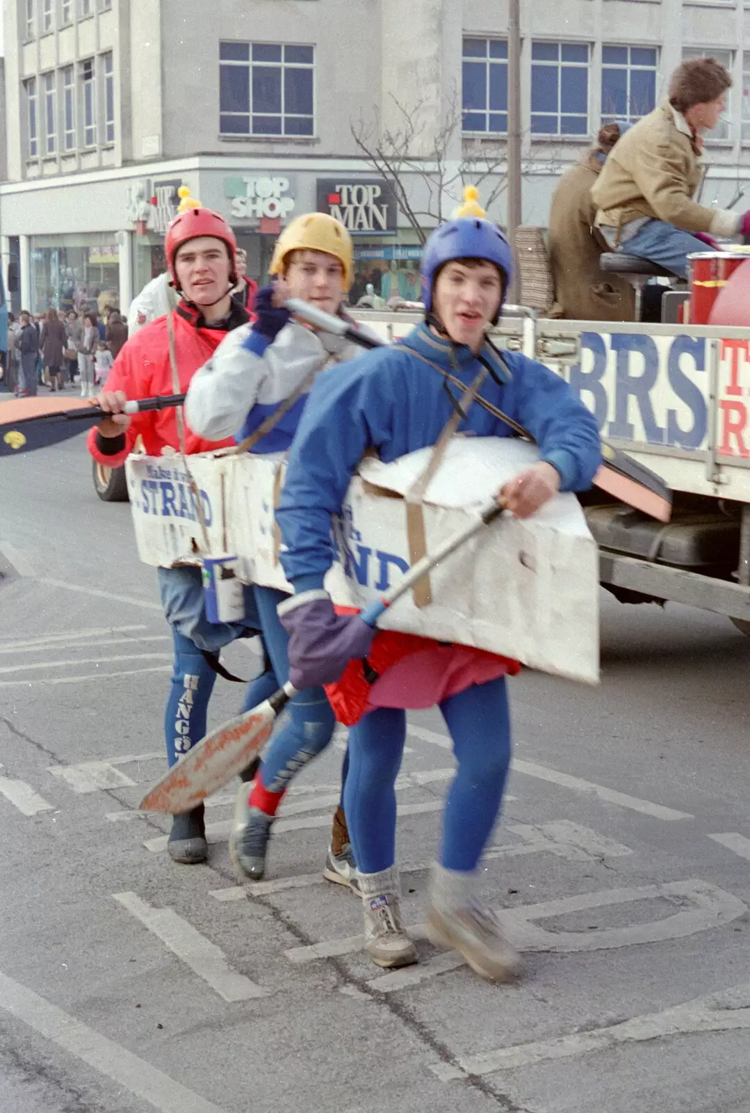 The Canoe Club outside Top Shop on Armada Way, from Uni: PPSU "Jazz" RAG Street Parade, Plymouth, Devon - 17th February 1986