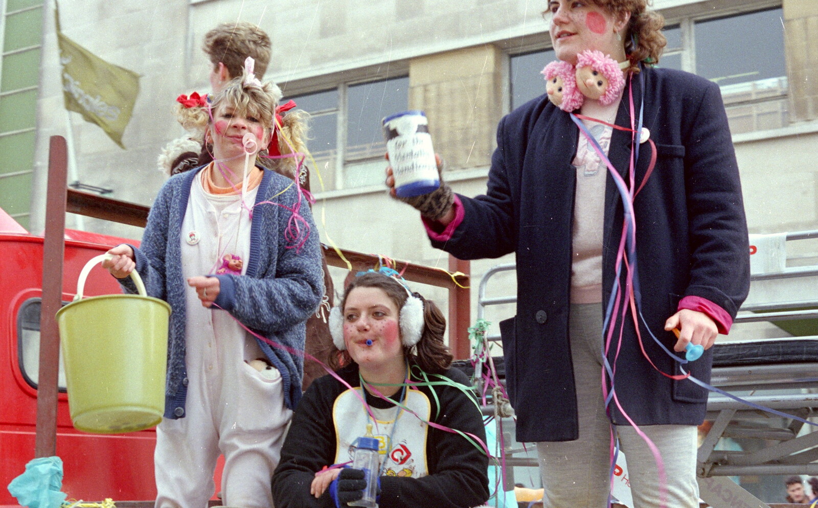 Some 'babies' do collecting from Uni: PPSU "Jazz" RAG Street Parade, Plymouth, Devon - 17th February 1986