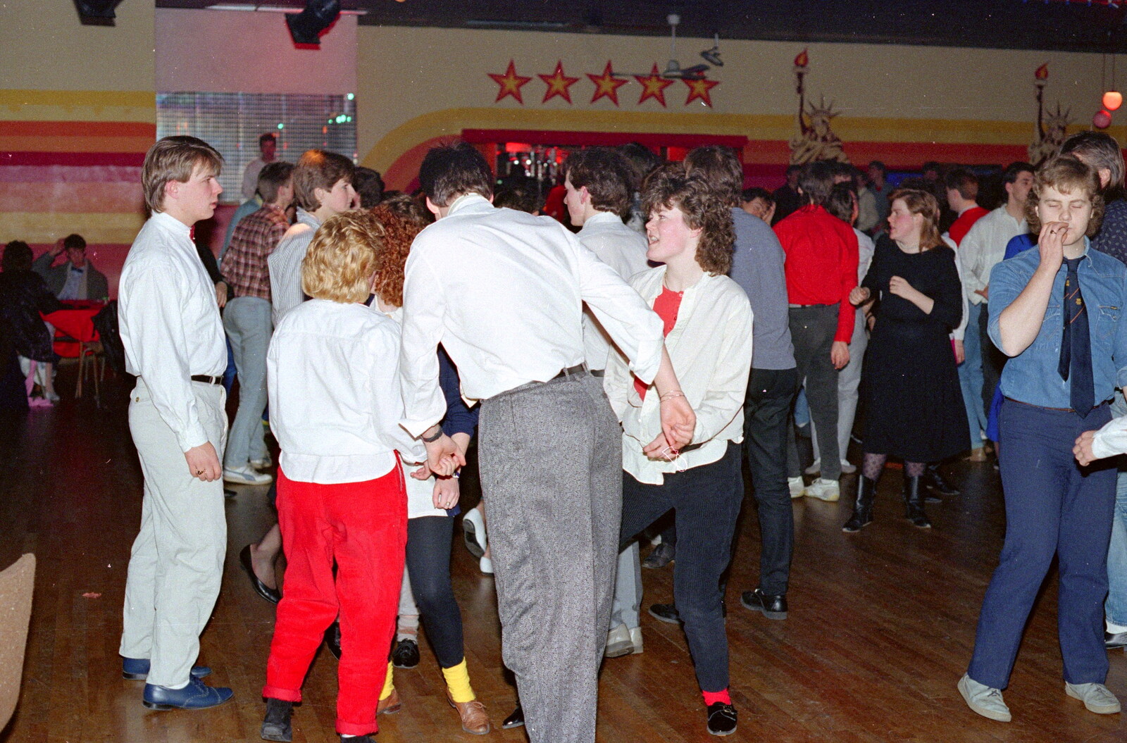 Ruth Watson (middle) does some dancing from Uni: Music Nights and the RAG Ball, Plymouth, Devon - 18th February 1986