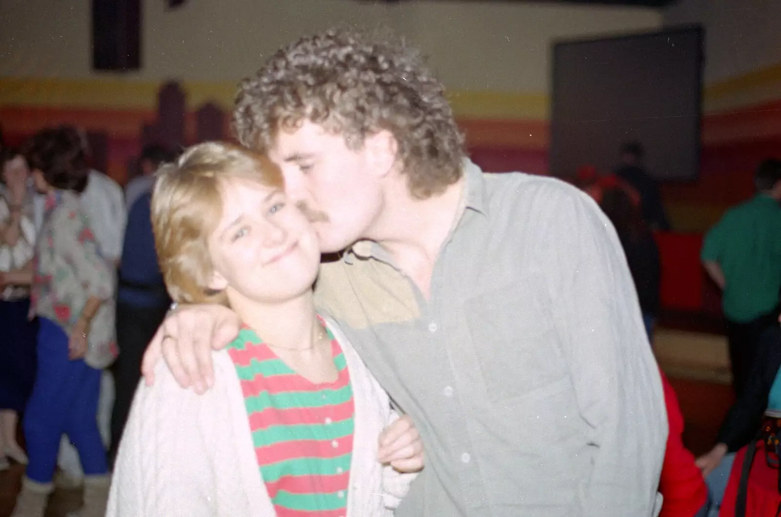 Sam's girlfriend gets a kiss, from Uni: Music Nights and the RAG Ball, Plymouth, Devon - 18th February 1986