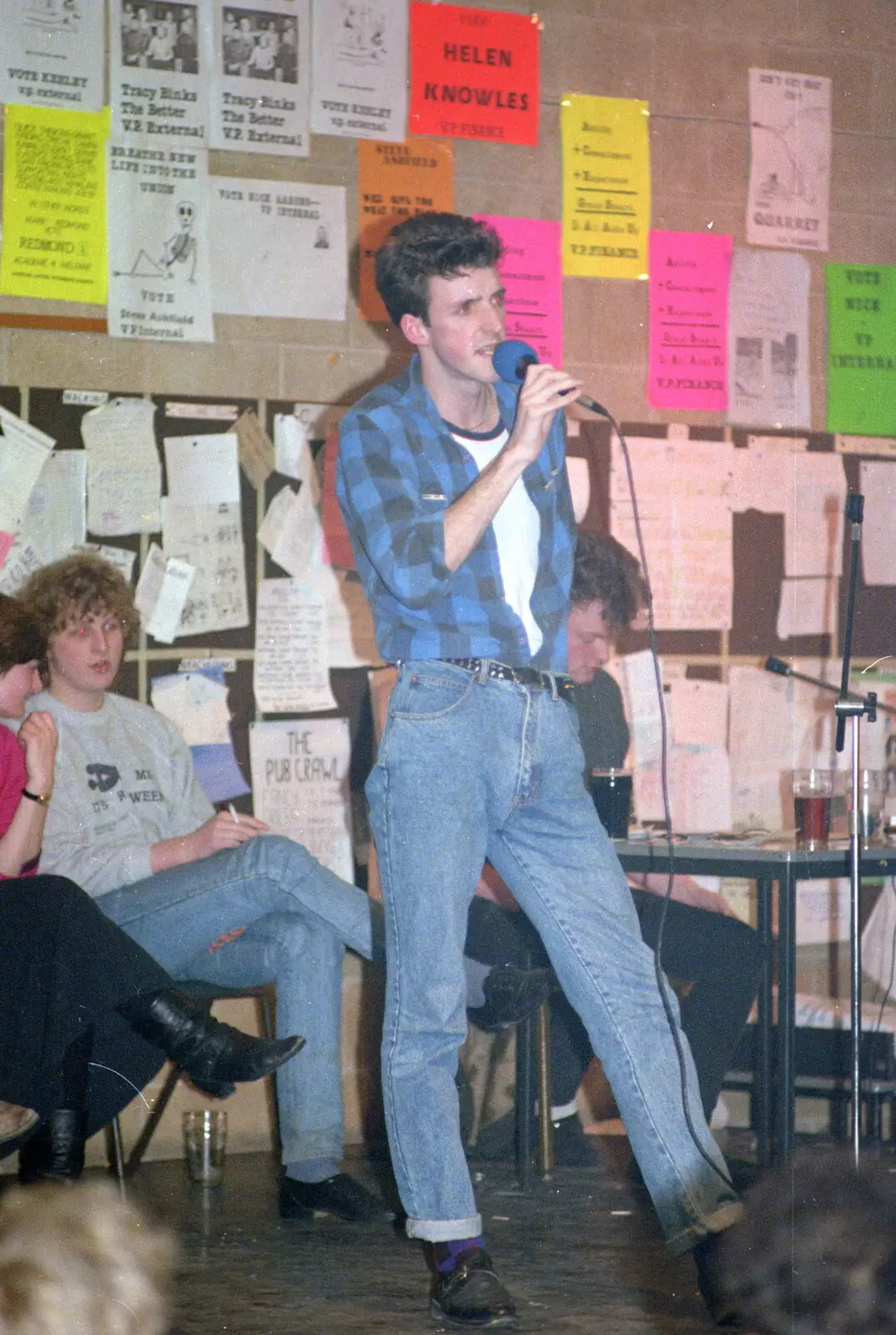 Grant Stuart is on the mic, from Uni: Music Nights and the RAG Ball, Plymouth, Devon - 18th February 1986